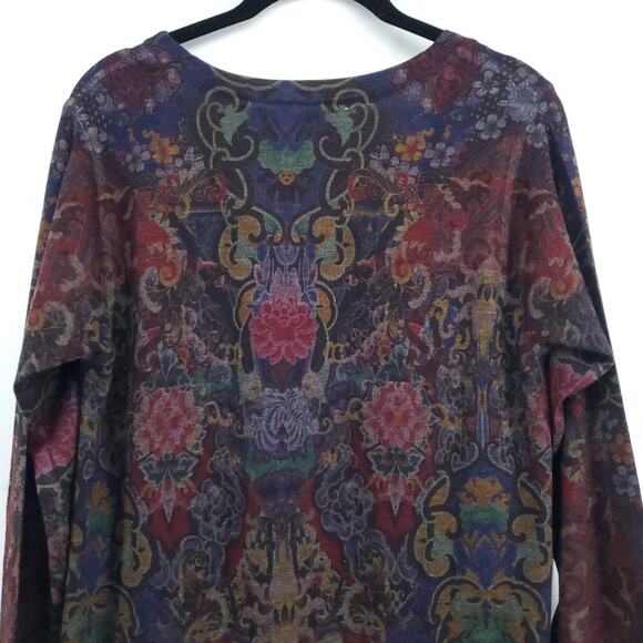 Soft Surrounding Boho Luxury Dark Regal Tapestry Tunic Scoop Neck Crop Sleeve XS - Picture 8 of 9